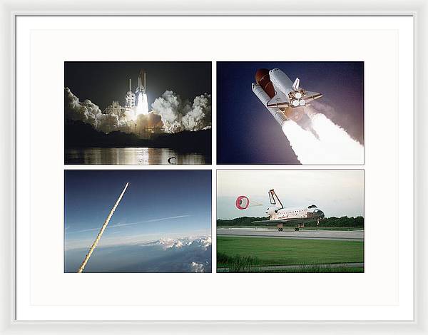 Space Shuttles Atlantis, Columbia, Challenger, Endeavour, 1988-1995 / Art Photo - Framed Print