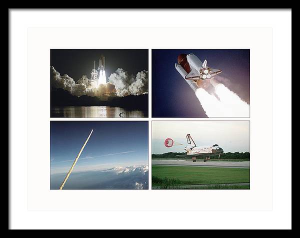 Space Shuttles Atlantis, Columbia, Challenger, Endeavour, 1988-1995 / Art Photo - Framed Print