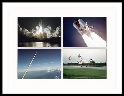 Space Shuttles Atlantis, Columbia, Challenger, Endeavour, 1988-1995 / Art Photo - Framed Print