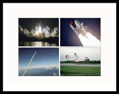 Space Shuttles Atlantis, Columbia, Challenger, Endeavour, 1988-1995 / Art Photo - Framed Print