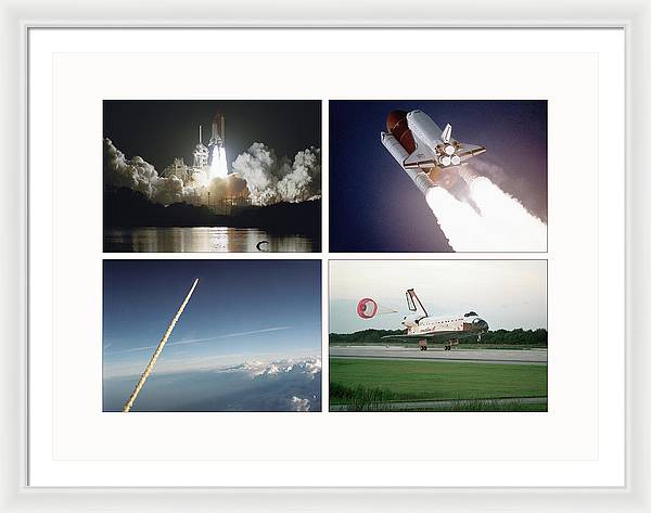 Space Shuttles Atlantis, Columbia, Challenger, Endeavour, 1988-1995 / Art Photo - Framed Print