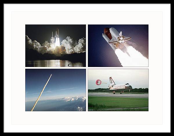 Space Shuttles Atlantis, Columbia, Challenger, Endeavour, 1988-1995 / Art Photo - Framed Print