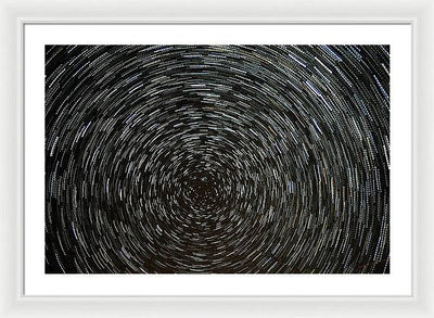 Star Trails around the North Star / Art Photo - Framed Print