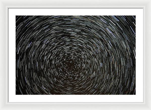 Star Trails around the North Star / Art Photo - Framed Print