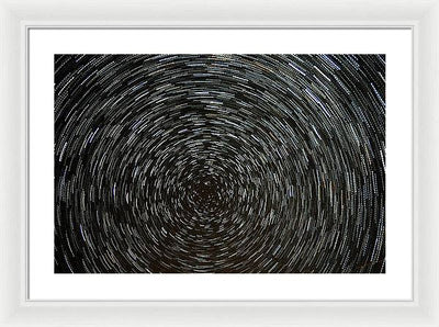 Star Trails around the North Star / Art Photo - Framed Print