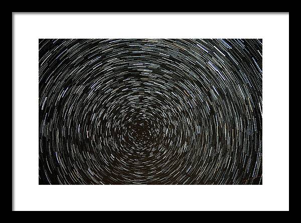 Star Trails around the North Star / Art Photo - Framed Print