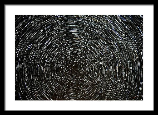 Star Trails around the North Star / Art Photo - Framed Print