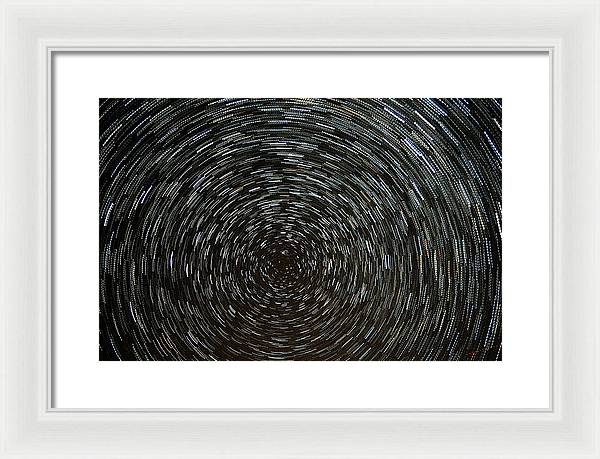 Star Trails around the North Star / Art Photo - Framed Print