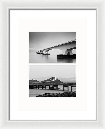 Storseisundet Bridge, Zeelandbrug - diptych / Art Photo - Framed Print