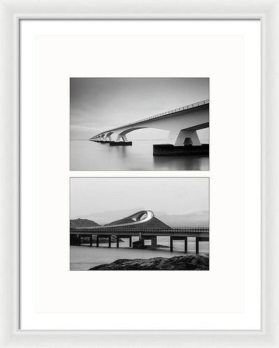 Storseisundet Bridge, Zeelandbrug - diptych / Art Photo - Framed Print