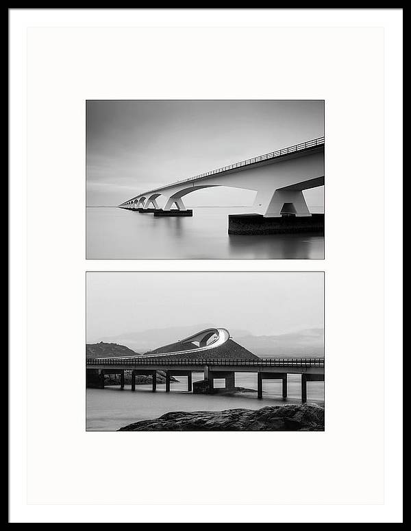 Storseisundet Bridge, Zeelandbrug - diptych / Art Photo - Framed Print