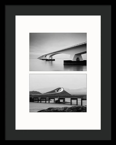 Storseisundet Bridge, Zeelandbrug - diptych / Art Photo - Framed Print