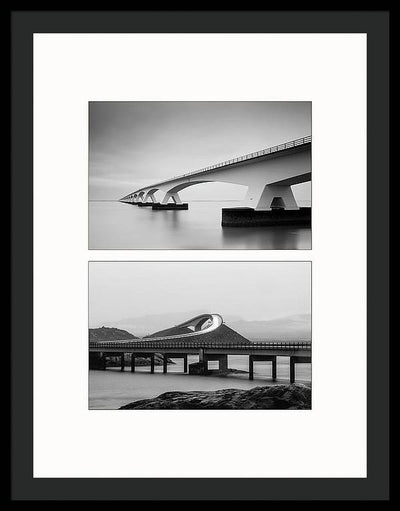 Storseisundet Bridge, Zeelandbrug - diptych / Art Photo - Framed Print