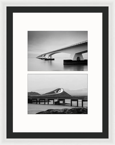 Storseisundet Bridge, Zeelandbrug - diptych / Art Photo - Framed Print