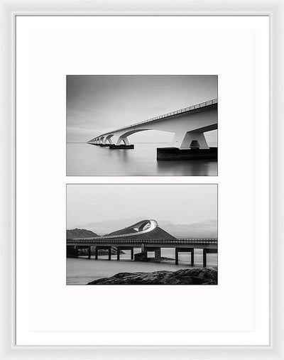 Storseisundet Bridge, Zeelandbrug - diptych / Art Photo - Framed Print