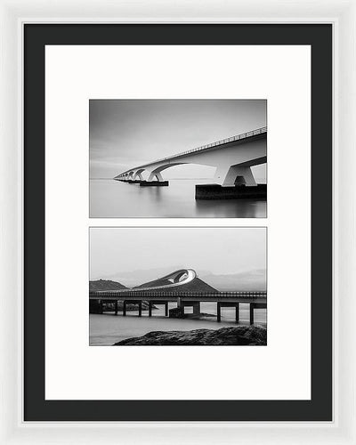 Storseisundet Bridge, Zeelandbrug - diptych / Art Photo - Framed Print