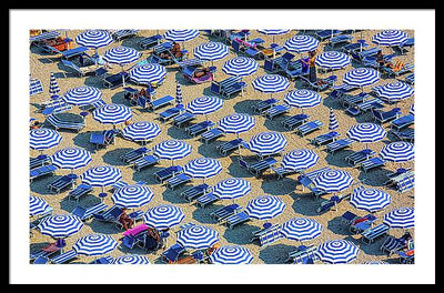 Striped Umbrellas on the Beach #2 / Art Photo - Framed Print