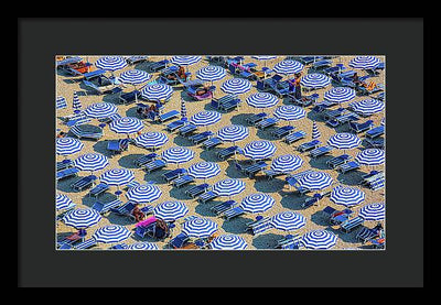 Striped Umbrellas on the Beach #2 / Art Photo - Framed Print