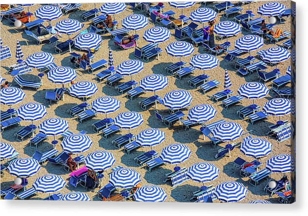 Striped Umbrellas on the Beach 