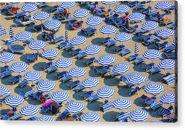 Striped Umbrellas on the Beach 