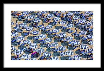 Striped Umbrellas on the Beach #2 / Art Photo - Framed Print