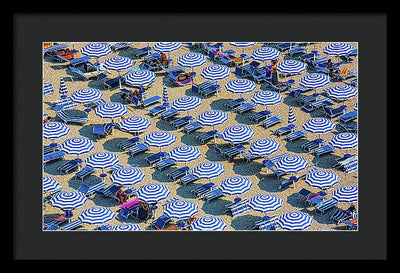 Striped Umbrellas on the Beach #2 / Art Photo - Framed Print