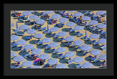 Striped Umbrellas on the Beach #2 / Art Photo - Framed Print