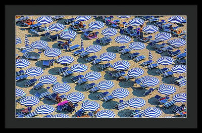 Striped Umbrellas on the Beach #2 / Art Photo - Framed Print