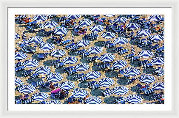 Striped Umbrellas on the Beach 