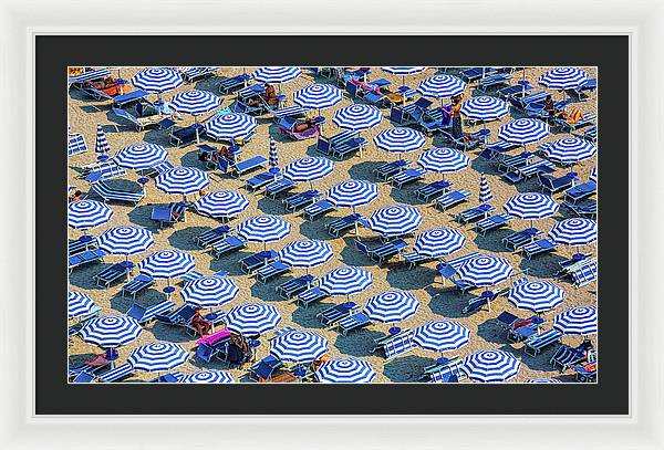 Striped Umbrellas on the Beach 