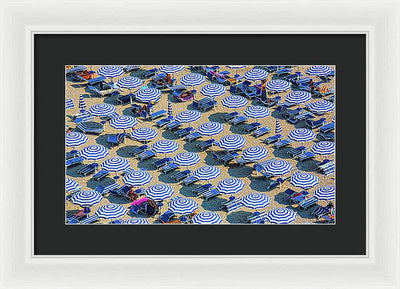 Striped Umbrellas on the Beach #2 / Art Photo - Framed Print