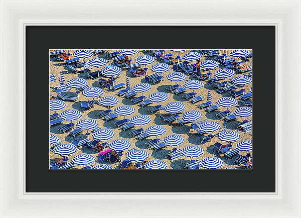 Striped Umbrellas on the Beach 