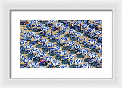 Striped Umbrellas on the Beach #2 / Art Photo - Framed Print