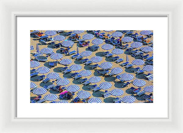 Striped Umbrellas on the Beach 