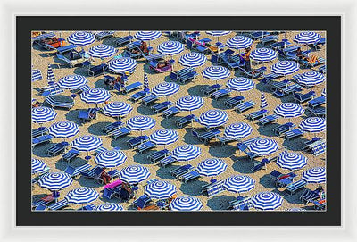 Striped Umbrellas on the Beach #2 / Art Photo - Framed Print