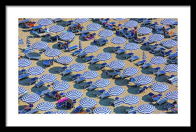 Striped Umbrellas on the Beach #2 / Art Photo - Framed Print