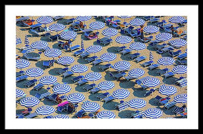 Striped Umbrellas on the Beach #2 / Art Photo - Framed Print