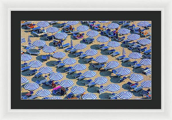 Striped Umbrellas on the Beach 