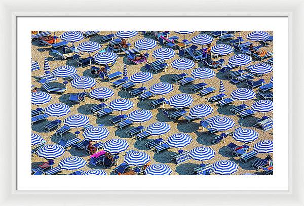 Striped Umbrellas on the Beach 