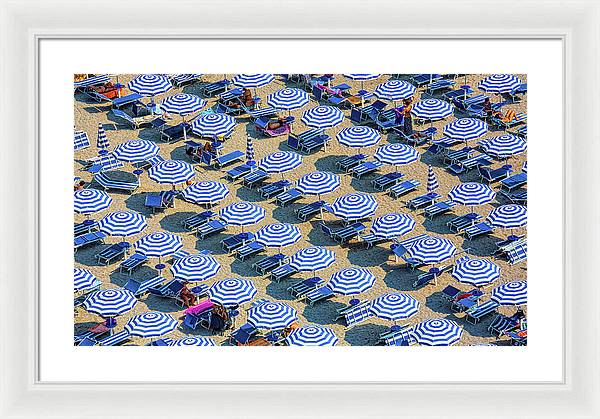 Striped Umbrellas on the Beach 