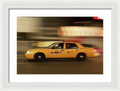 Taxi on Eight Avenue in New York / Art Photo - Framed Print