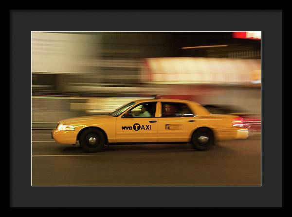 Taxi on Eight Avenue in New York / Art Photo - Framed Print