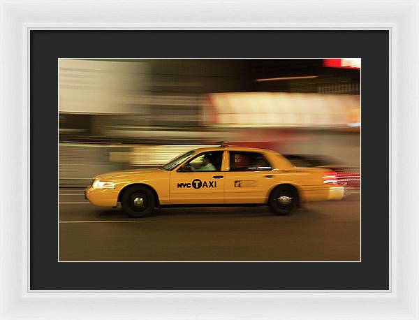 Taxi on Eight Avenue in New York / Art Photo - Framed Print