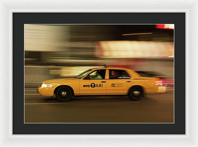 Taxi on Eight Avenue in New York / Art Photo - Framed Print