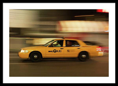 Taxi on Eight Avenue in New York / Art Photo - Framed Print