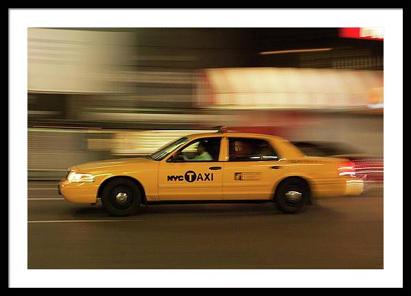 Taxi on Eight Avenue in New York / Art Photo - Framed Print