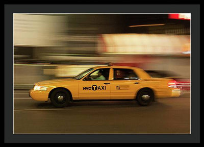 Taxi on Eight Avenue in New York / Art Photo - Framed Print