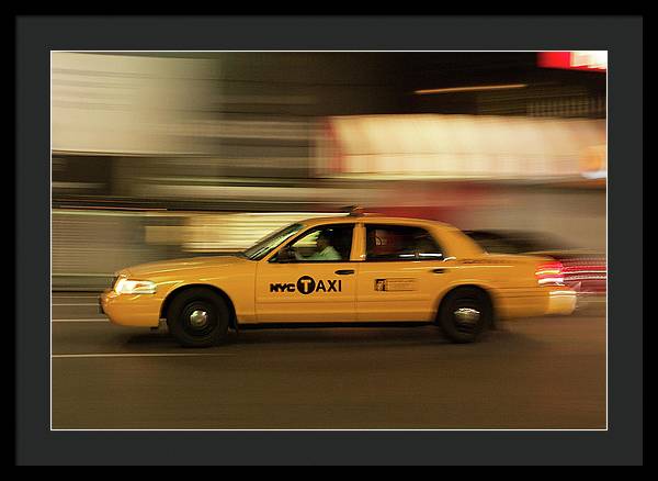 Taxi on Eight Avenue in New York / Art Photo - Framed Print