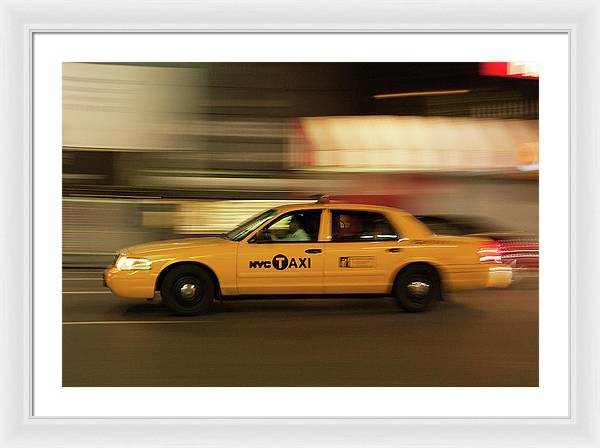 Taxi on Eight Avenue in New York / Art Photo - Framed Print