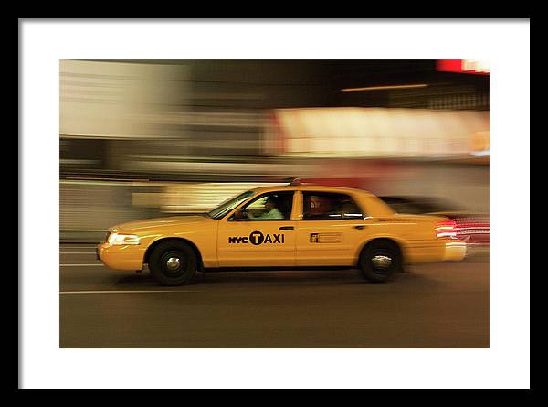 Taxi on Eight Avenue in New York / Art Photo - Framed Print